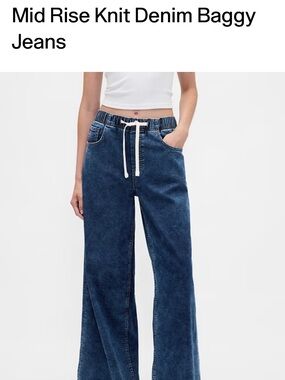 GAP Navy Blue Elastic Waist Denim Joggers